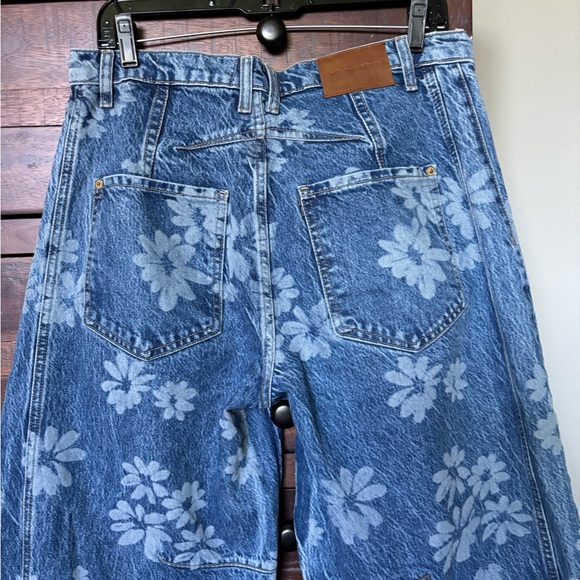 Free People Blue Floral Wide Leg Jeans - Picture 13 of 14